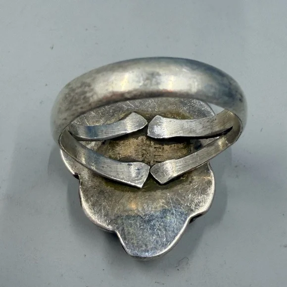 Vintage Navajo Silver and Blue Turquoise Teardrop Ring Size 7 - Picture 4 of 6